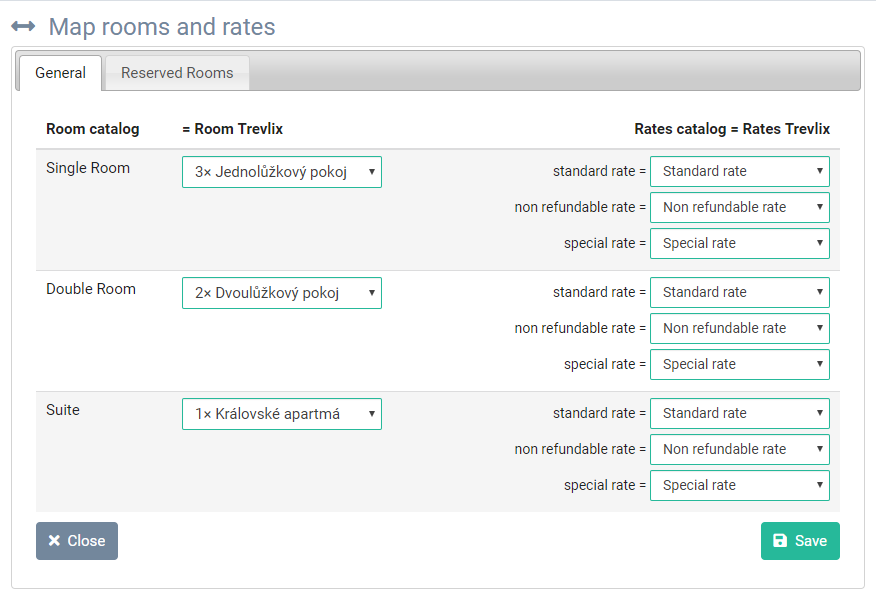 Mapping channel manager rooms