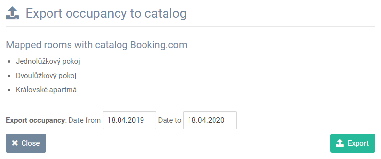 Export occupancy to channel manager