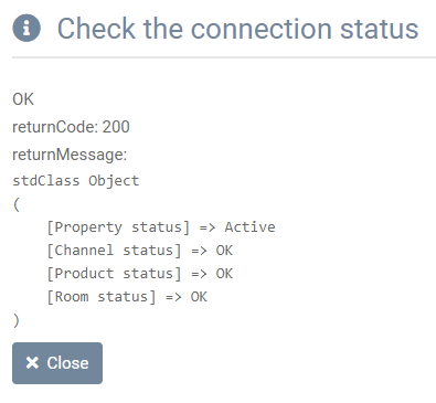 Check connection status to accommodation catalog