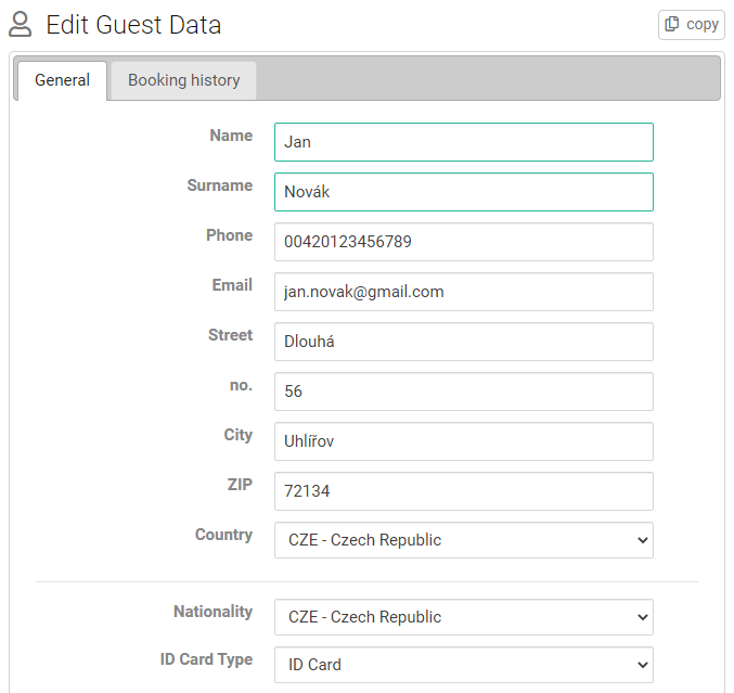 edit guest data