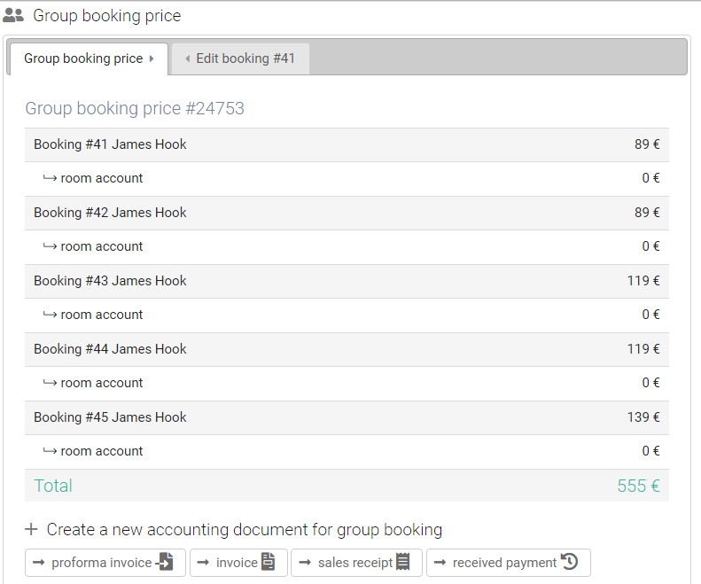 group booking price