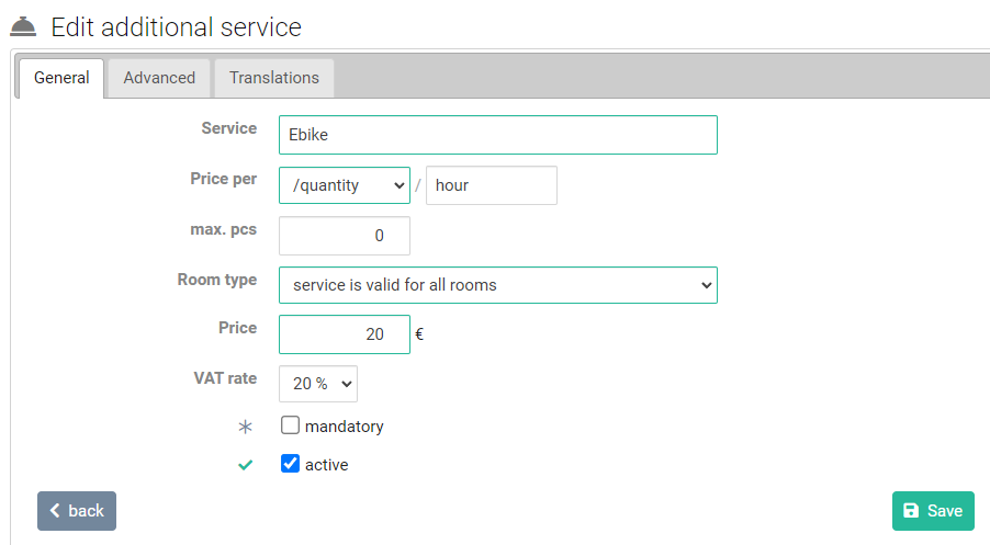 own description price per hour