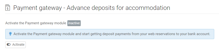 Activation of payment gateway