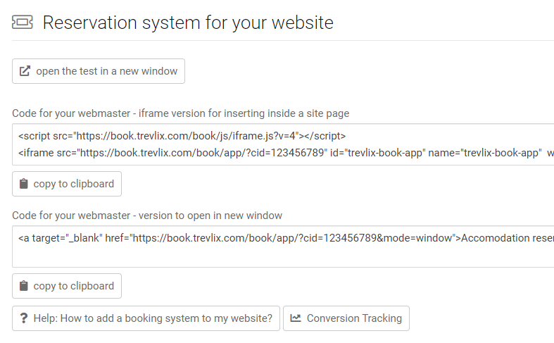 Reservation system code